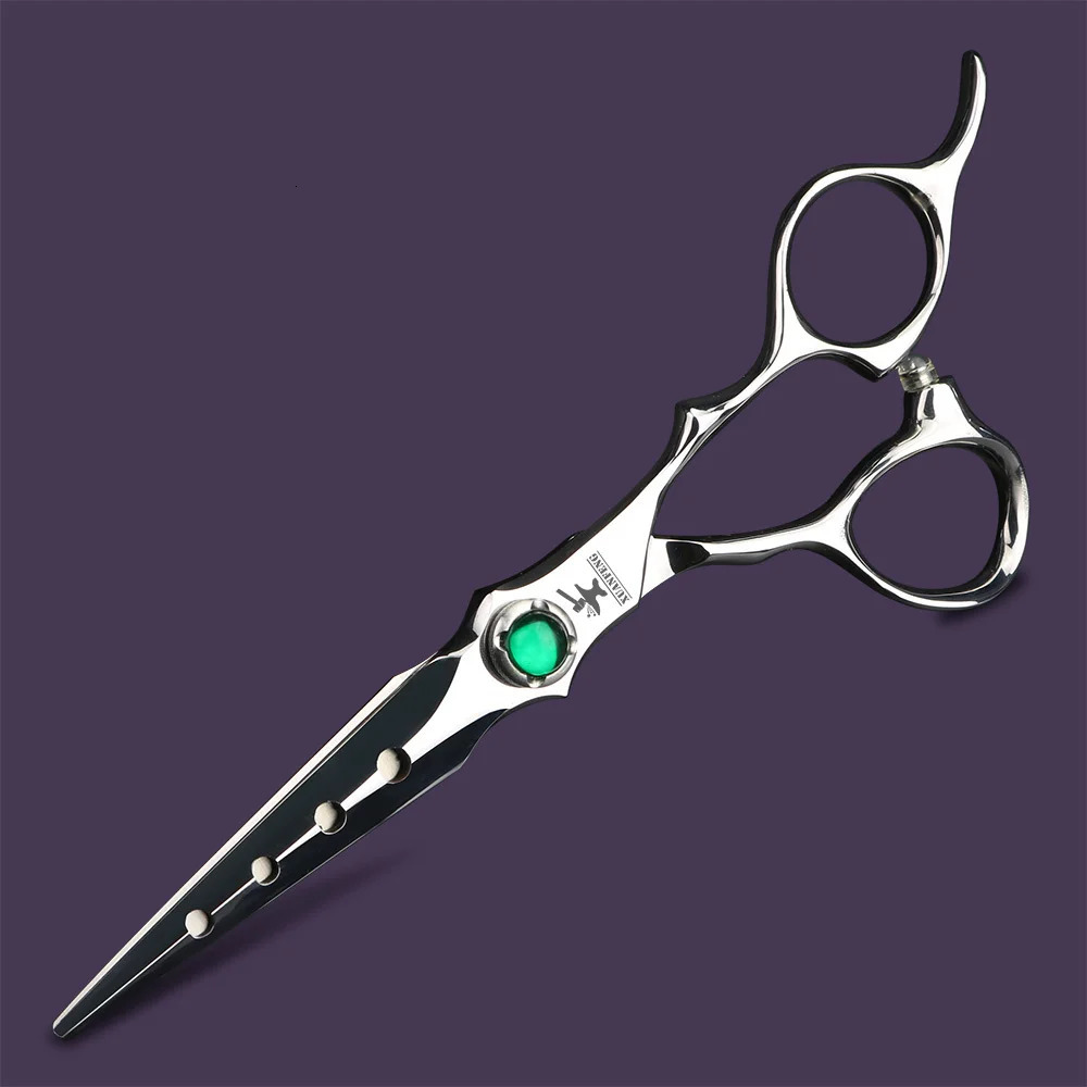 XUANFENG VG10 Steel Emerald Screw Silver Hair Scissors Barber Cutting Scissors and Thinning Scissors 250414