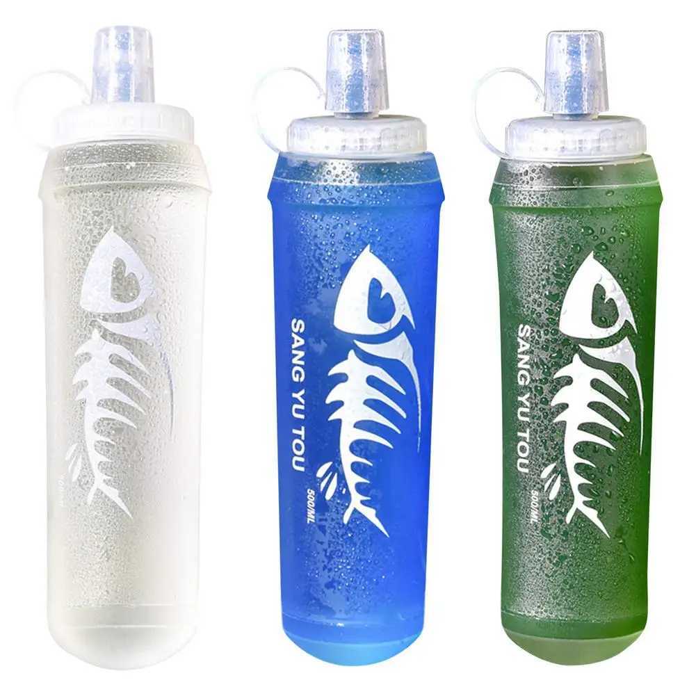 500ml Foldable Silicone Soft Flask Collapsible Water Bottle TPU Free for Outdoor Sport Running Hiking Hydration PackW251114