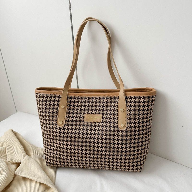 Fashion Commuting Large Capacity Autumn Plaid Trendy Casual New Shoulder Tote Women's Bag