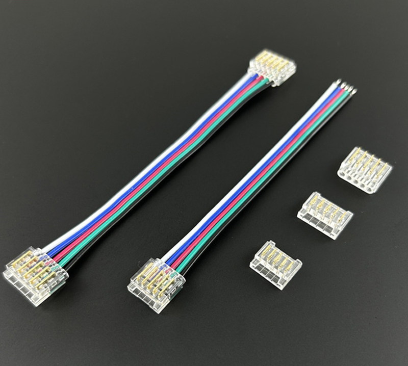 5pin RGBC SMD COB LED strip connector without dark area single head connection line L-shaped corner crystal buckle