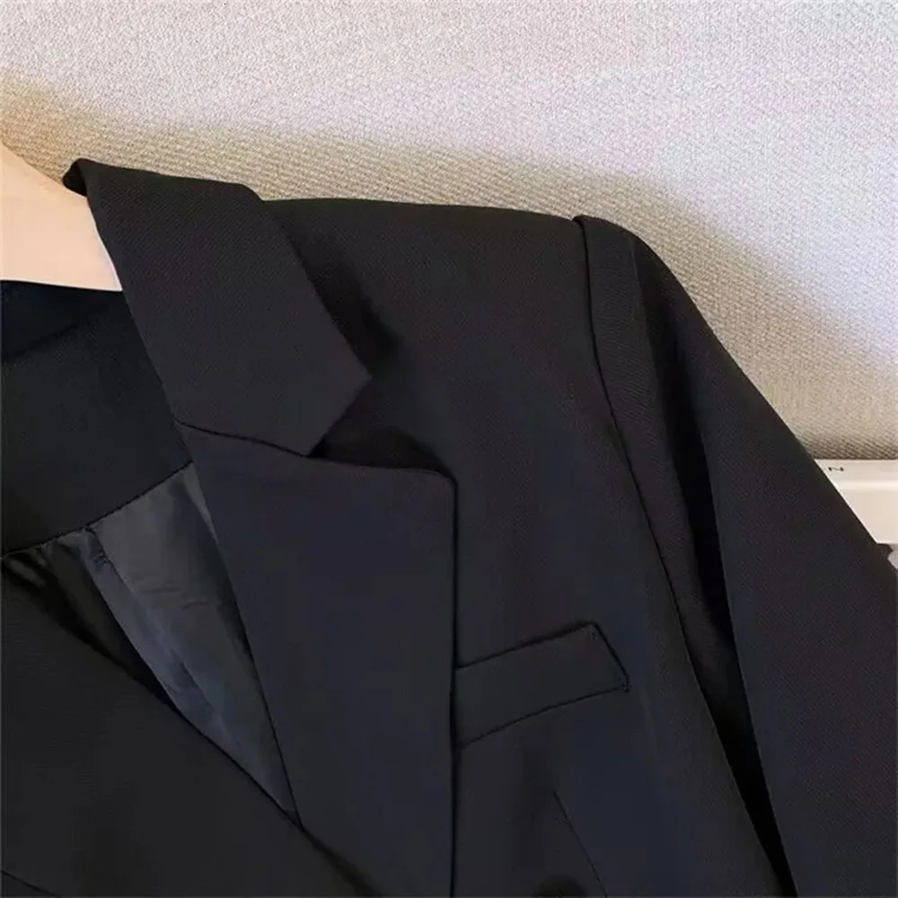 Office Lady Slim Blazer for Women Long Sleeve Coats Black Jackets Casual Outerwear Fall Winter Fashion 250415