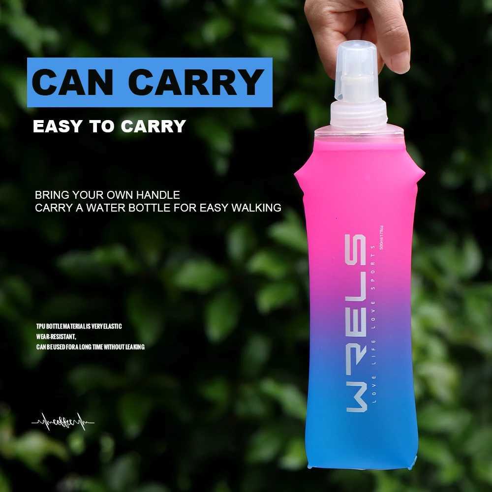 Sport WaterBottle TPU Folding Soft Flask Drink Portable Water Bottle High Flow Running Hiking Bicycle Fitness Water BagW251114
