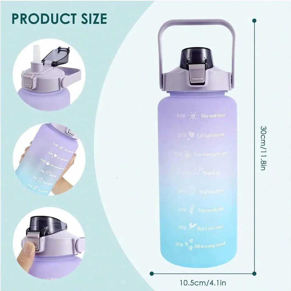 2L BPA-Free Sports Water Bottle Motivational with Time And Capacity Marker Fitness Gym Running Exercise Water CupW251114