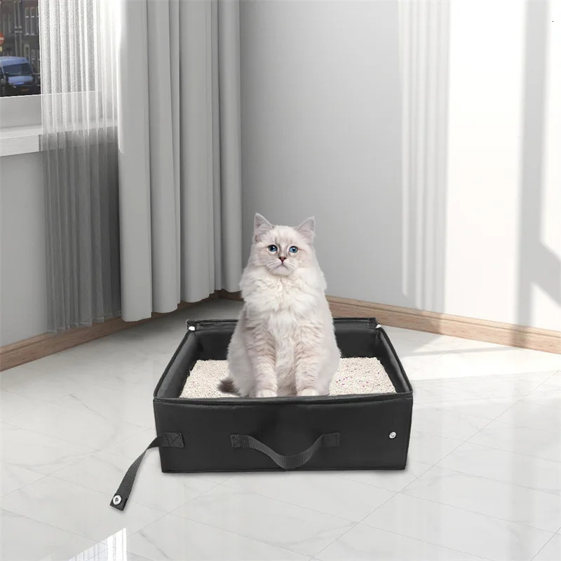 Foldable Cat Litter Box Portable Folding Pet Supplies Dog Toilet Doghouse Waterproof Cat Litter Box for Travel Home Outdoor Car 250414