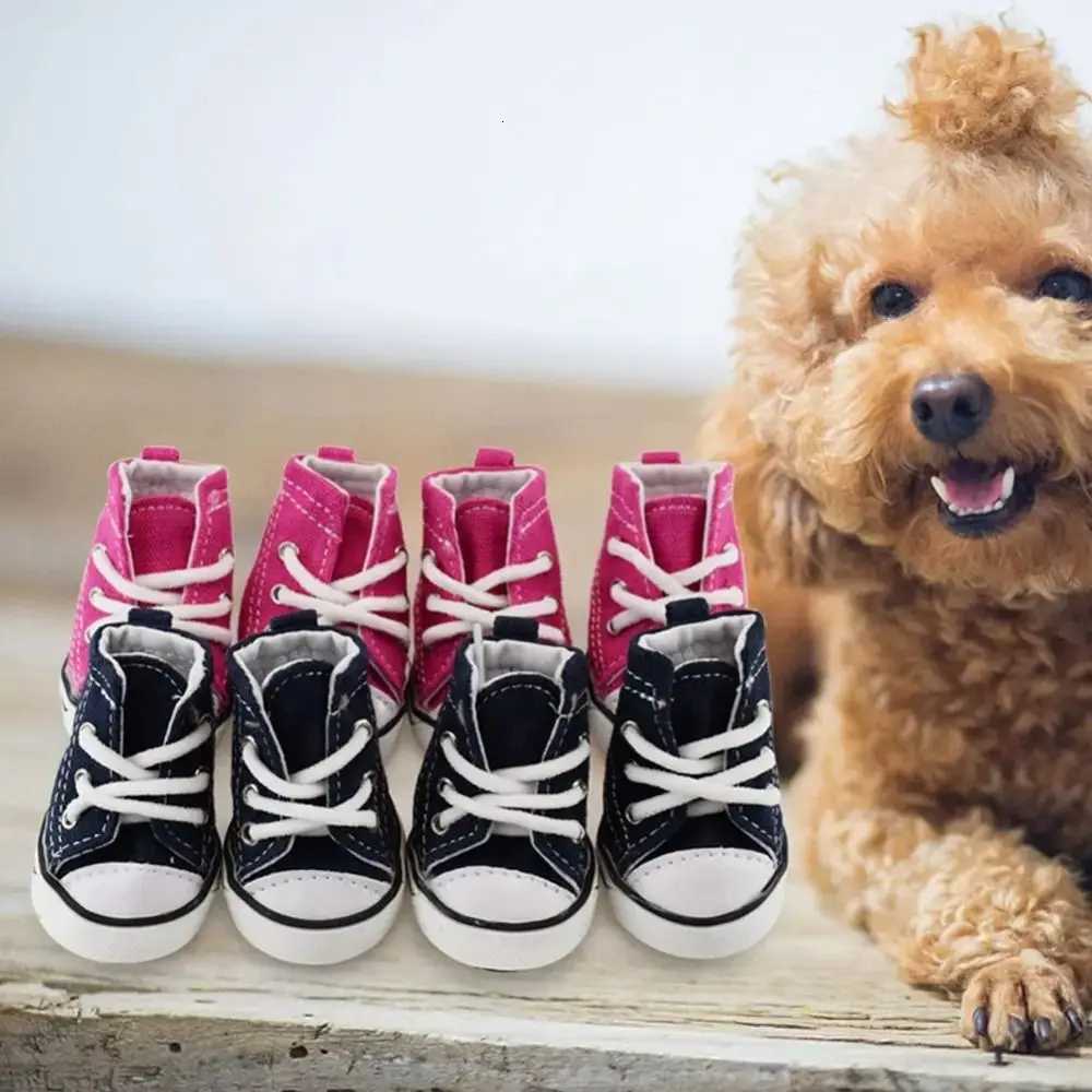 4PCS/Set Waterproof Anti-skidding Denim Canvas Dog Shoes Pet Shoes Sneakers Breathable Booties M251115
