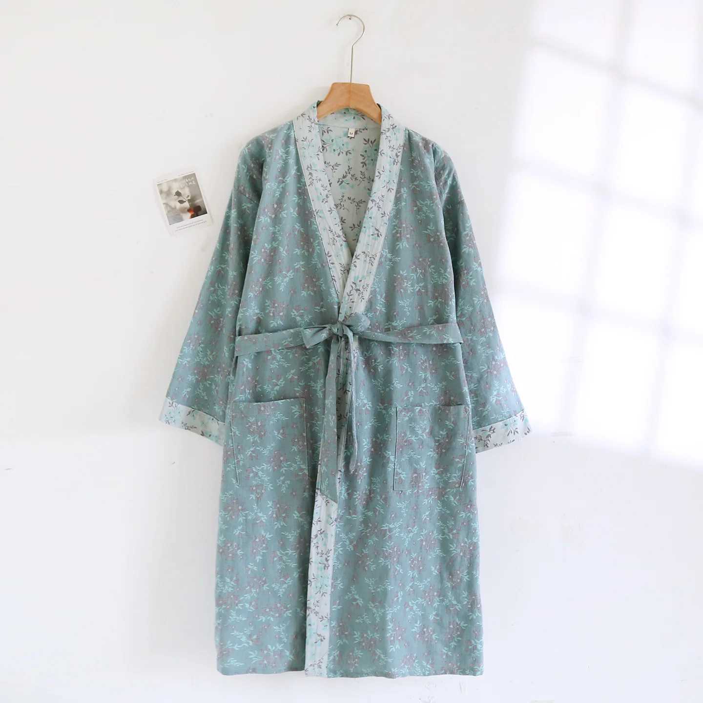 100 Cotton Wedding Dress New Vintage Spring Autumn Sleepwear Robe For Women Loose Casual Home Wear Bathrobe Shower Kimono C251115