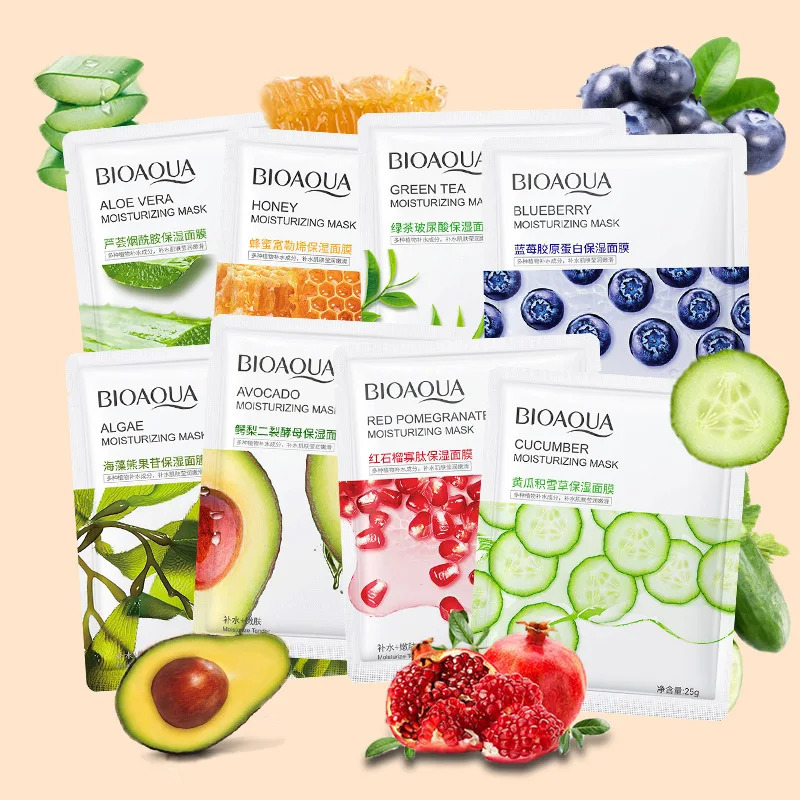 8pcs BIOAQUA Fruit Facial Masks Hydrating aging Face Mask Sheet Masks for Face Skin Care 250414