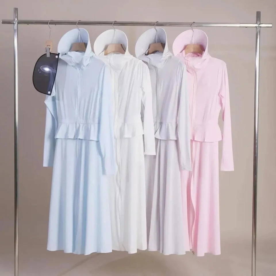 Sun Protection Clothing For Women Summer Long Full Body Sunscreen Jacket Outdoor Anti-UV Resistant Cycling Bike Coat Sets 2PCS 250415