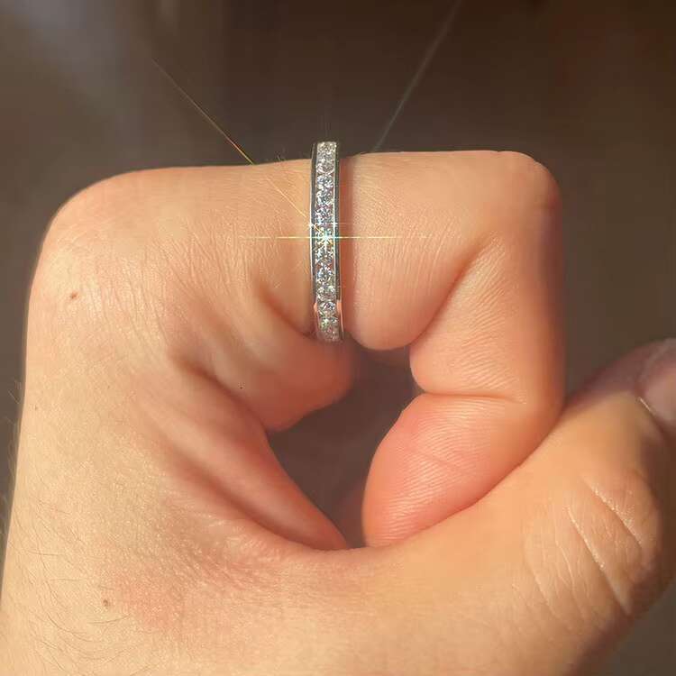 Custom 14k Solid Gold Moissanite Engagement Ring D Color Moissanite Diamond Eternity Band Mens Women Wedding Ring Jewelry