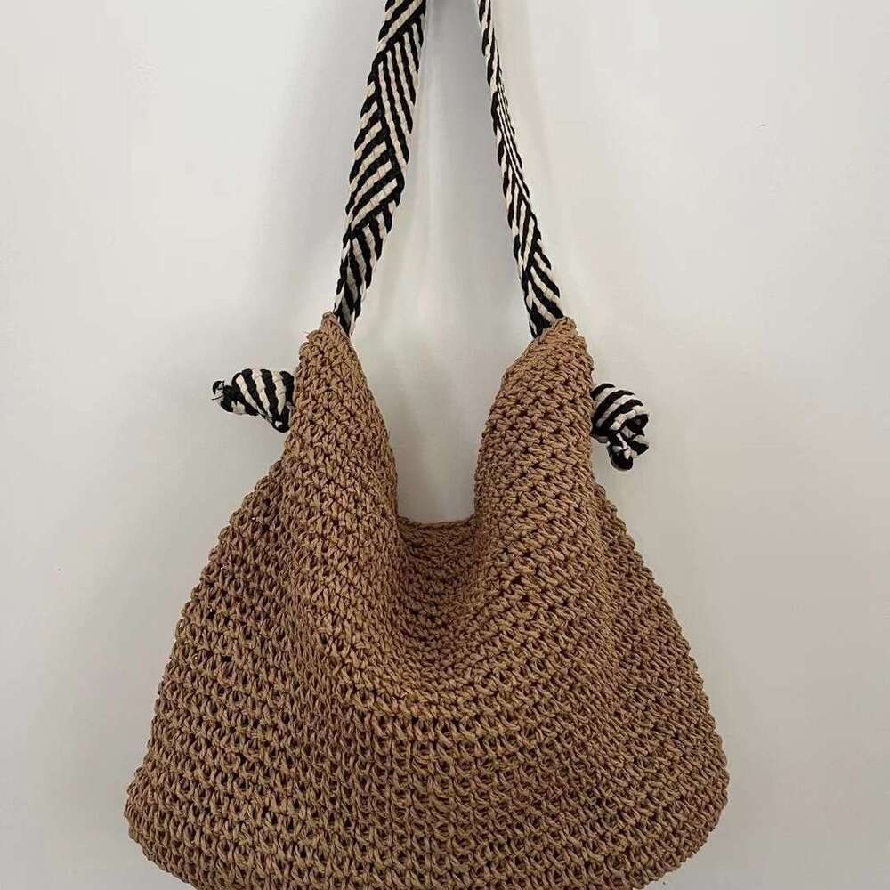 Handmade Beach Bag Lazy Wind Grass For Women's Summer 2025 New Large Capacity Single Shoulder Tote Vacation Beach Woven Bag Kq2