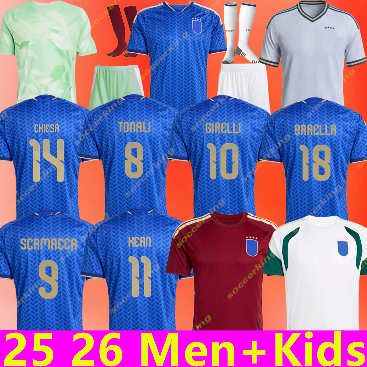 24 25 26 Italy maglia Soccer Jerseys RASPADORI Orsolini Casadei FRATTESI BARELLA Jerseys RETEGUI Tonali Italia Jerseys 2024 2025 2026 27 Football Shirt Men Kids Kit