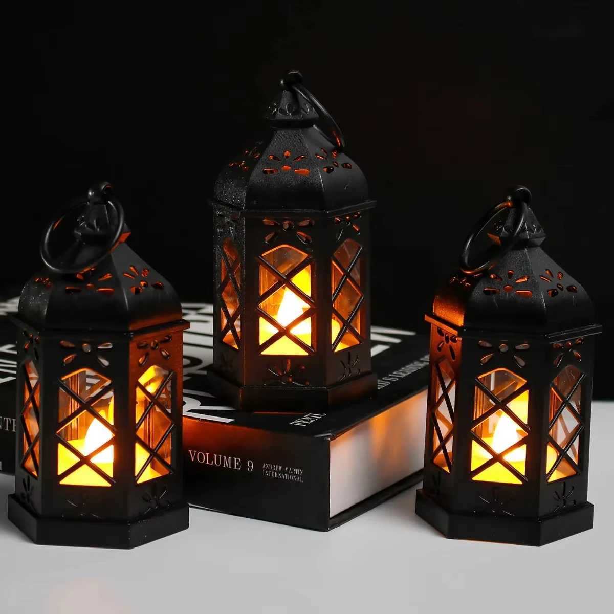 Halloween Led Electronic Candle Light Hexagonal Wind Light Portable Handheld Small Lantern Decorative Ornament M251115