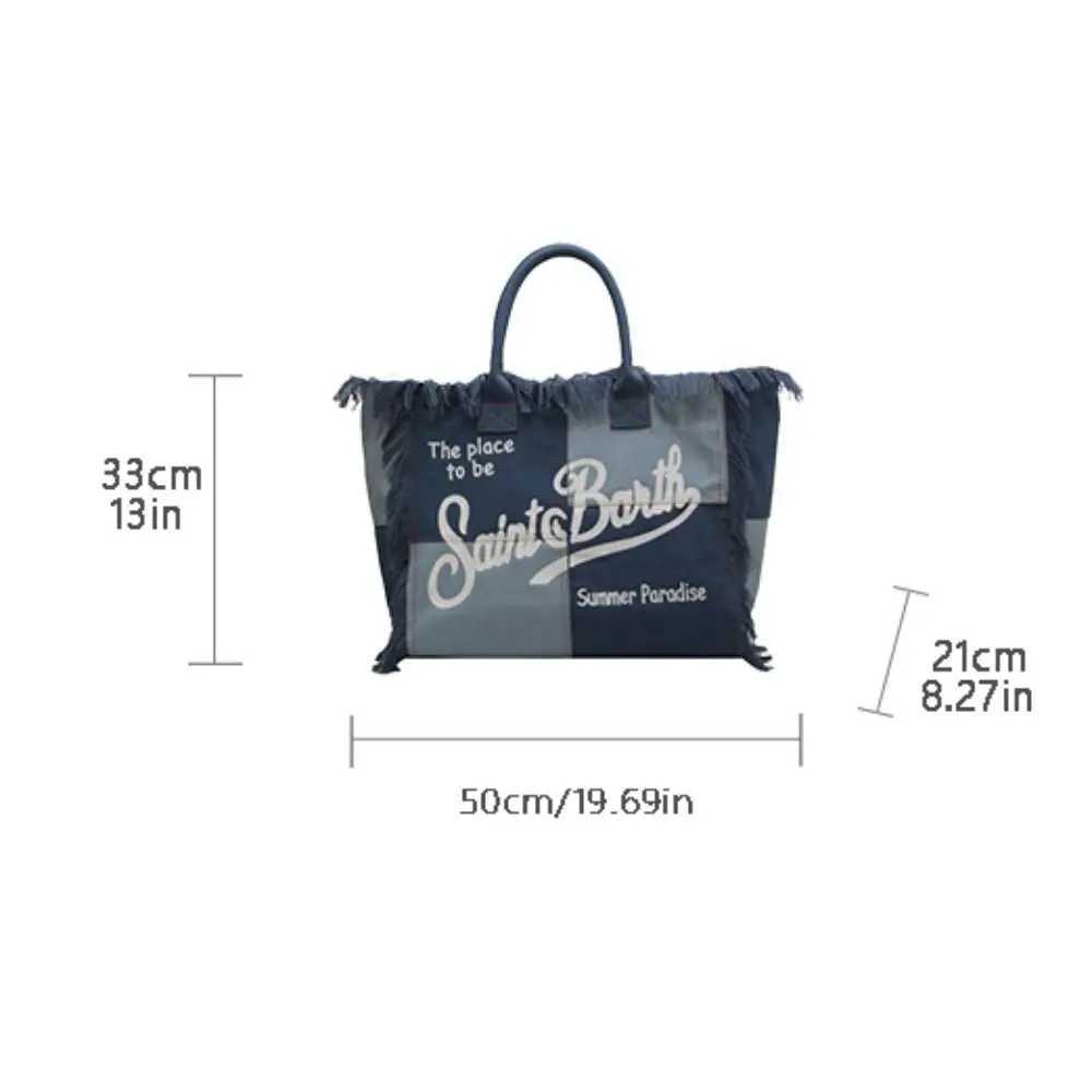 Fashion tassel design womens canvas large capacity high-quality casual shoulder bag INS letter canvas handbag vacation W250415