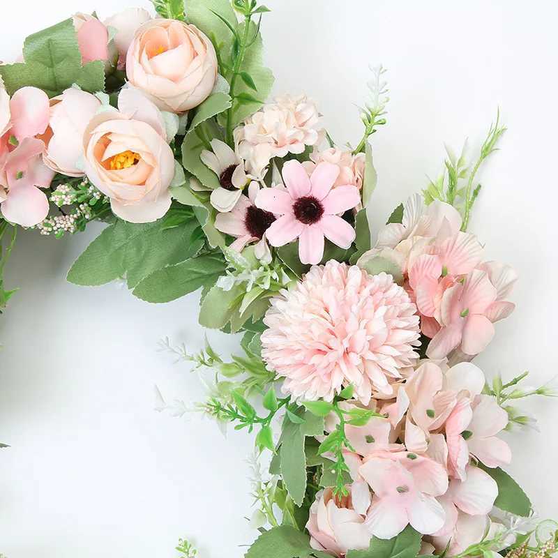 40cm Ins Artificial Garland Silk Flower Door Decoration Romantic Garland Door Decoration Wall Hanging Wall Decoration WeddingM251115