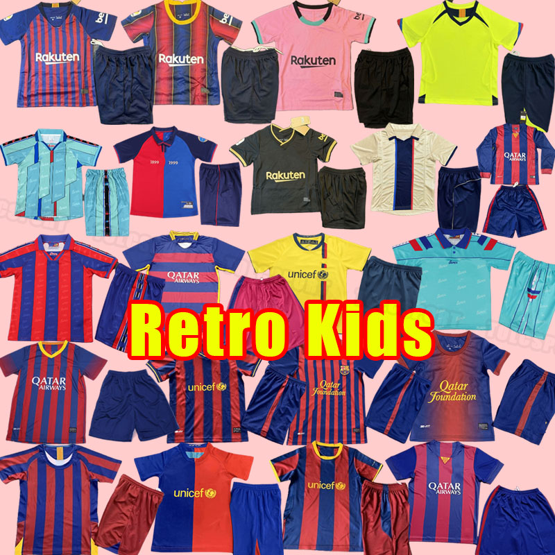 Kids Barceloan Retro soccer jersey XAVI RONALDINHO RIVALDO GUARDIOLA PUYOL Iniesta finals DAVID VILLA 2005 2006 2008 2009 2010 2011 2020 21 15 16 05 06 08 09 child 16-28
