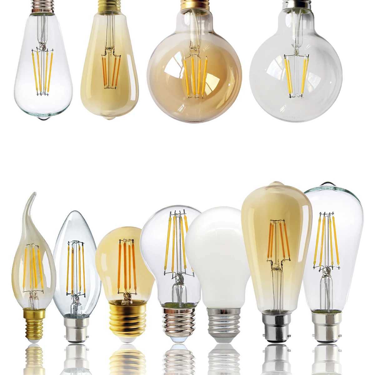 2PCS Retro Edison Light Bulb E27 E14 B22 220V A60 G45 ST64 G80 G95 G125 Filament Vintage Ampoule Incandescent Bulb Edison Lamp C251115