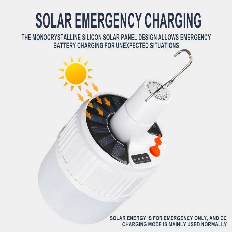 1/2PCS Outdoor Camping Light Bulb Portable Emergency Solar Lamp Tent LED Hook Up Hanging Camping Search Lights Lantern Hiking M251115