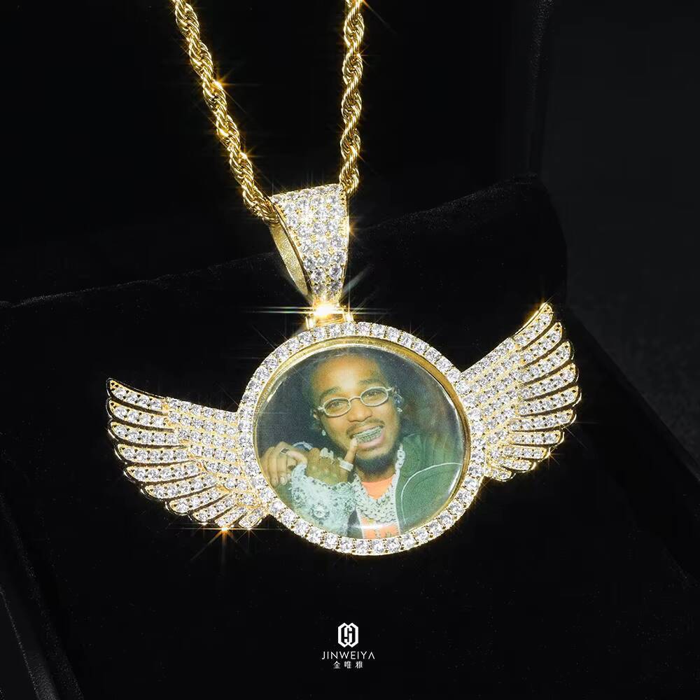 Custom Memory Photo Frame Medallions NecklacePendant in Silver With Tennis Chain Hip Hop Jewelry Personalized Cubic Zircon Gift