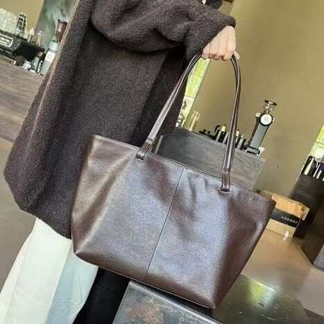Mm Women's Bags Women's Tanned Cowhide, Simple Tote Commuting Shoulder Women's Large Capacity Computer Bag, High-Quality Genuine Leathe