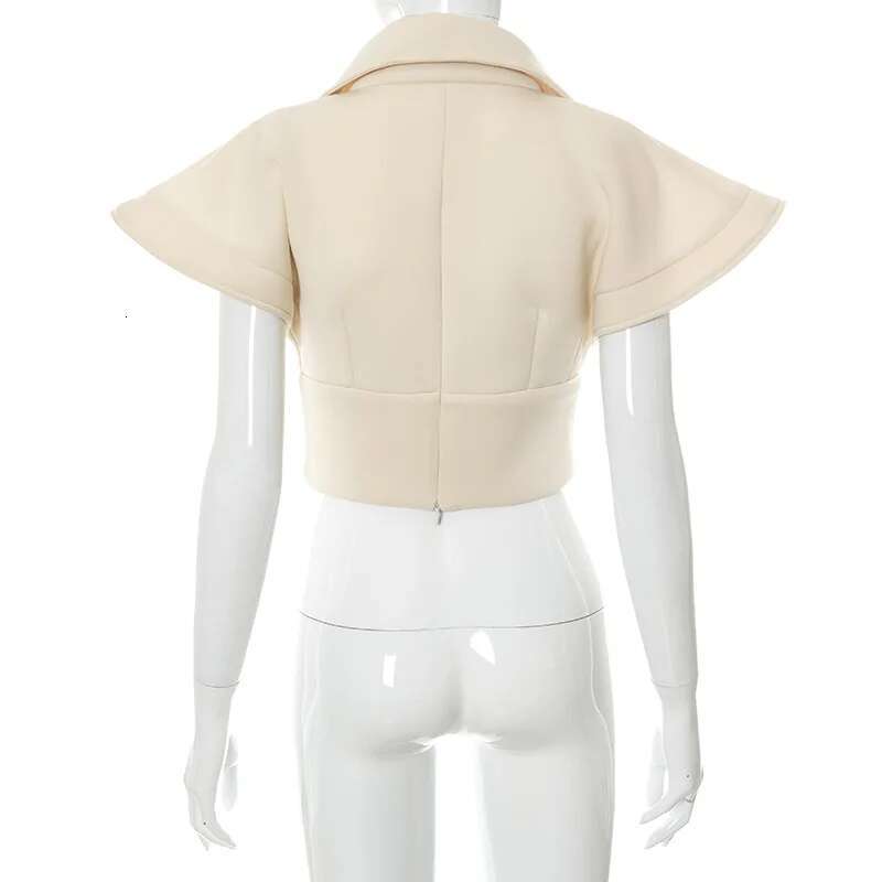 Cropped Puffer Jacket Women 2025 Autumn Fashion Steetwear Outerwear Shoulder Pad Button Up Collar Sleeveless Vest Coat Outfits