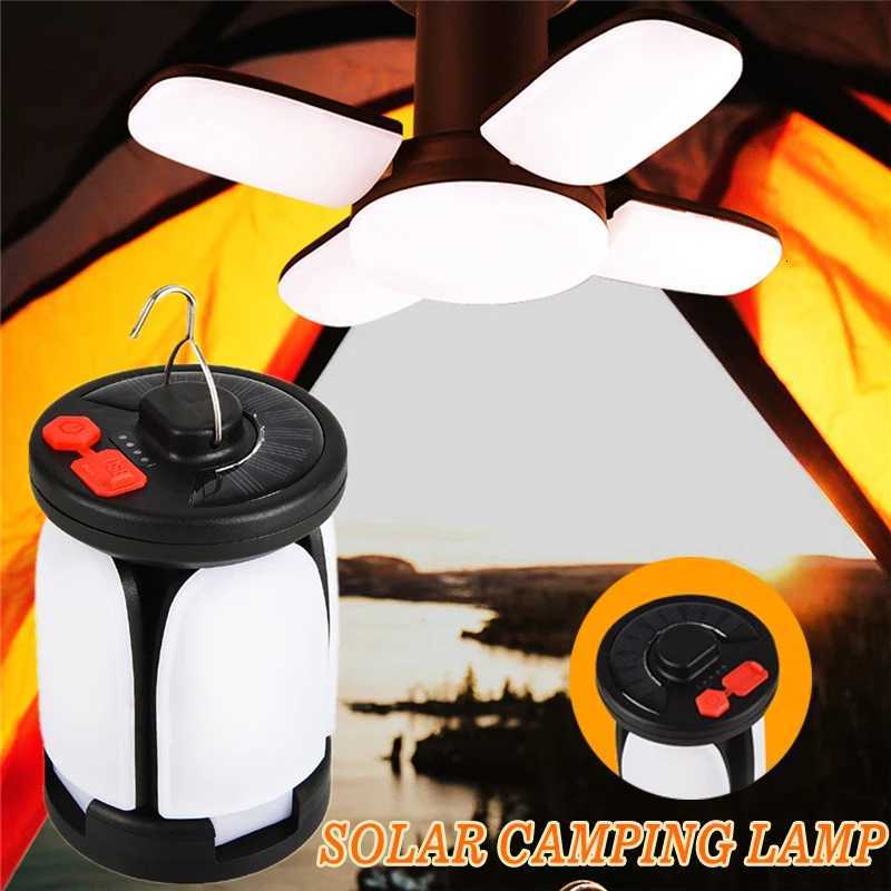 1-5PCS Outdoor Lighting LED Leaf Camping Lamp Hung Emergency Solar USB Rechargeable Tent Camping Lights Fishing Travel Lanterns M251115