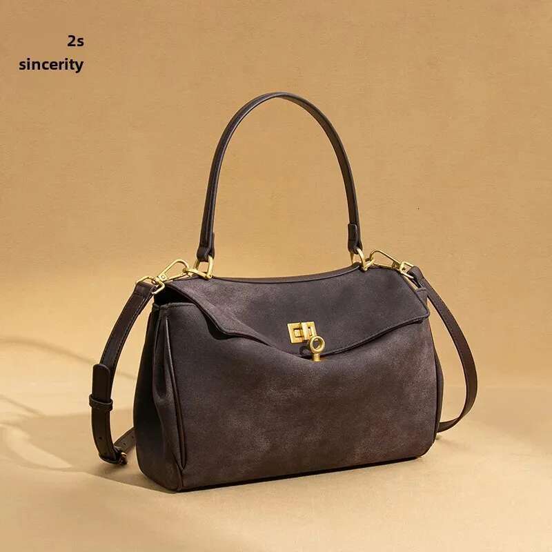 Nicheversatile Women's Trendy Motorcycle New Frosted High-End Feel Chamois Leather Handbag Unique Shoulder Crossbody Bag