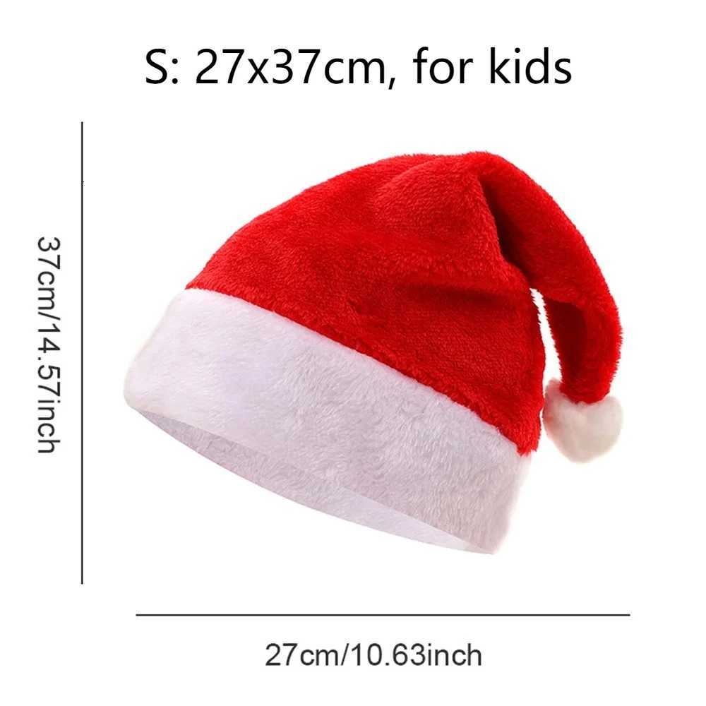 New Christmas Hats Soft Fleece Long Santa Claus Red Xmas Hats for Adult Kids Christmas New Year Party Decorations Gifts Y251115