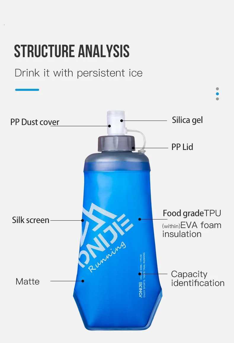 AONIJIE 420ml 500ml Outdoor Sports Hydration Bladder Heat Preservation Kettle Water Bottle For Running Hiking CyclingW251114