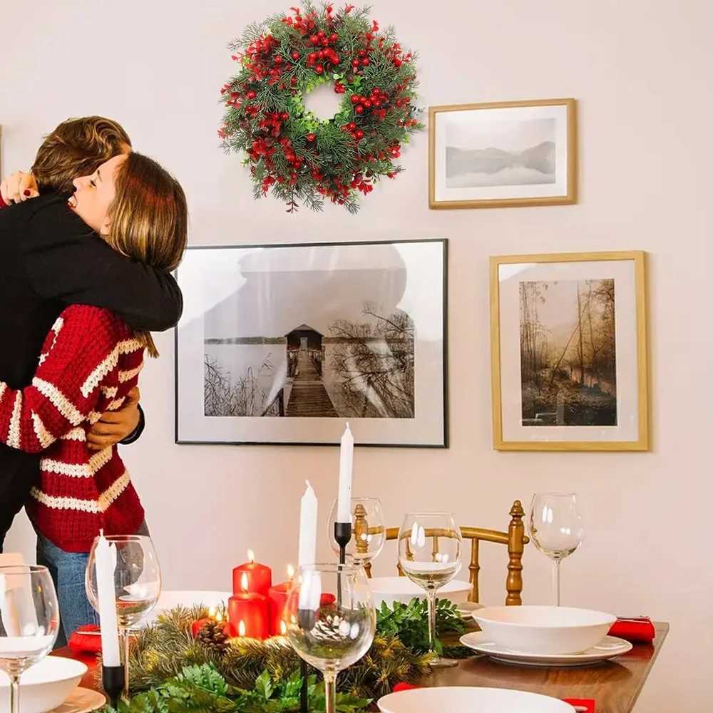 35/45cmChristmas Wreath with Red Berries andRed Berries Christmas Garland Rustic Farmhouse Holiday Decoration for Indoor/OutdoorM251115