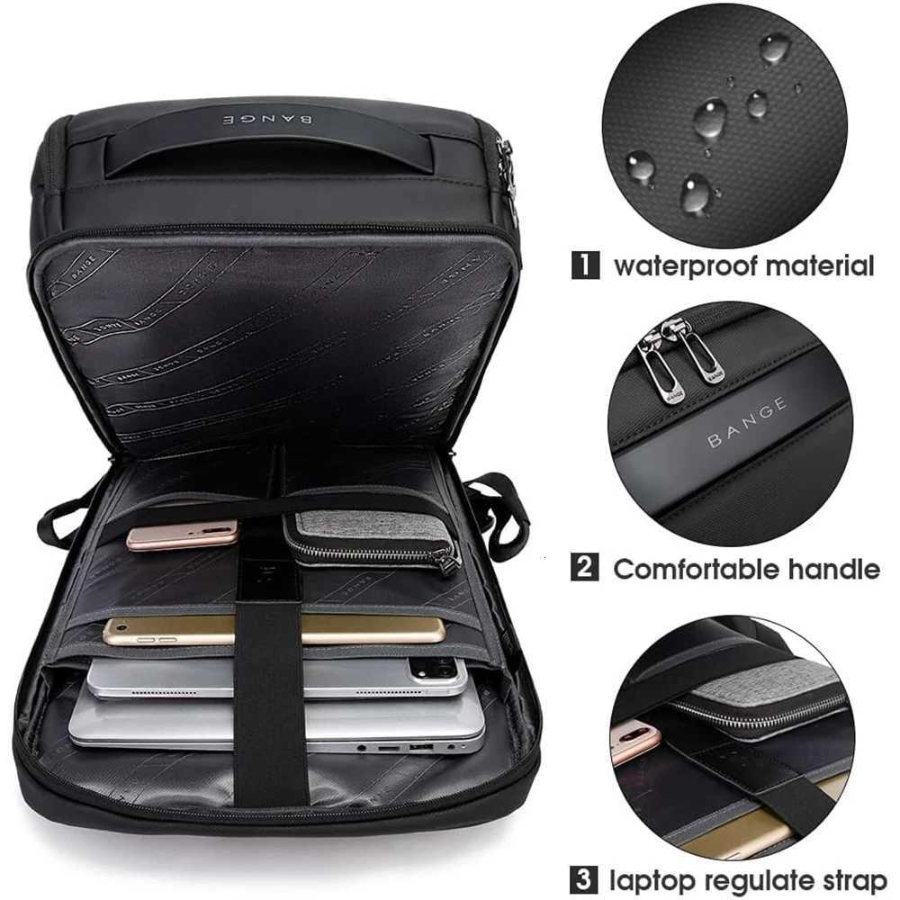 BANGE Business Backpacks Laptop 156 inch Multifunctional WaterProof Big Capacity Daily Work Male Backpack School Bag MochilaW251114