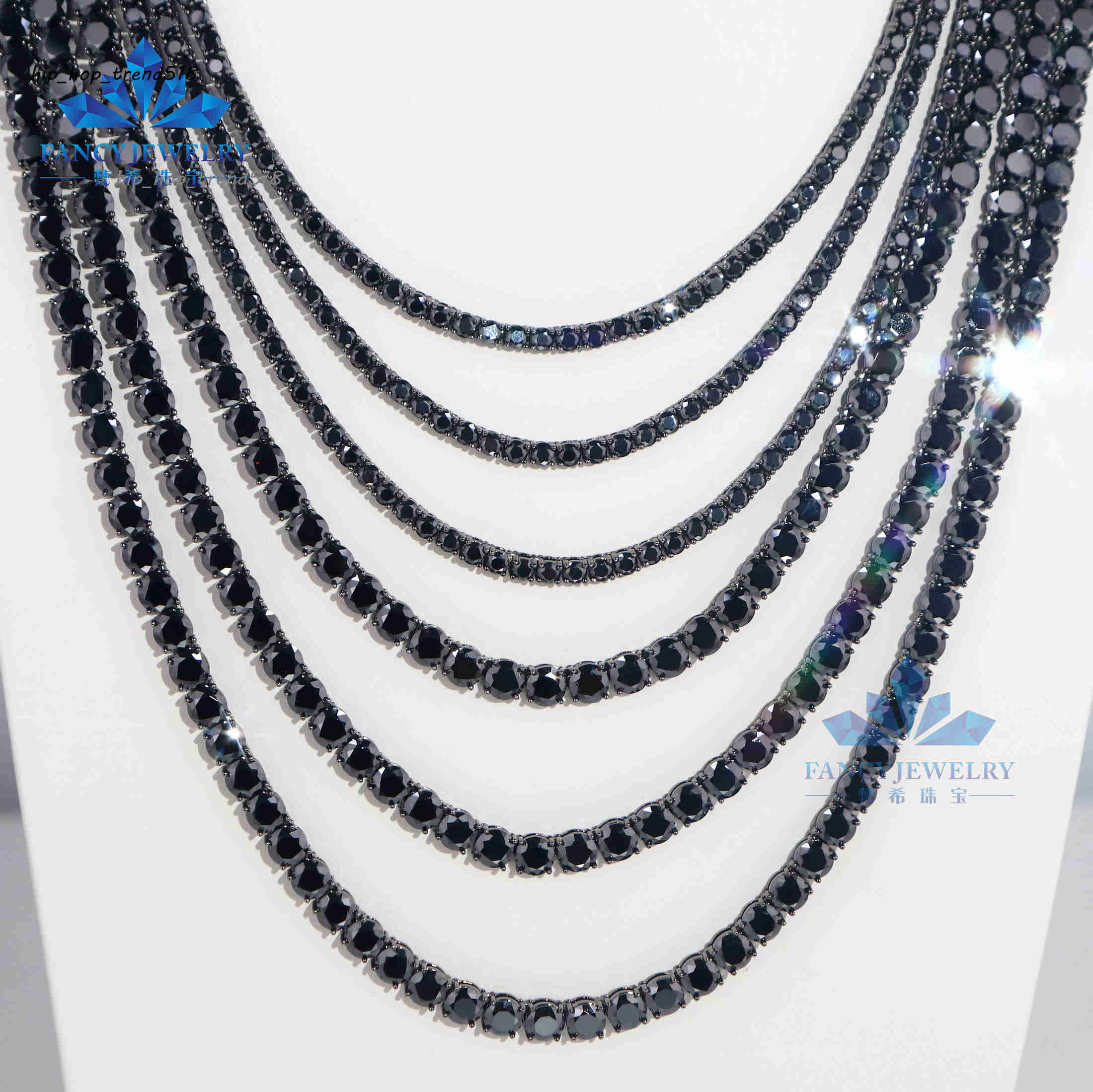 Black Moissanite Stylish New Arrival Fashion Femme Design 925 Silver VVS Moissanite Diamond Iced Out Tennis Chain Bracelet