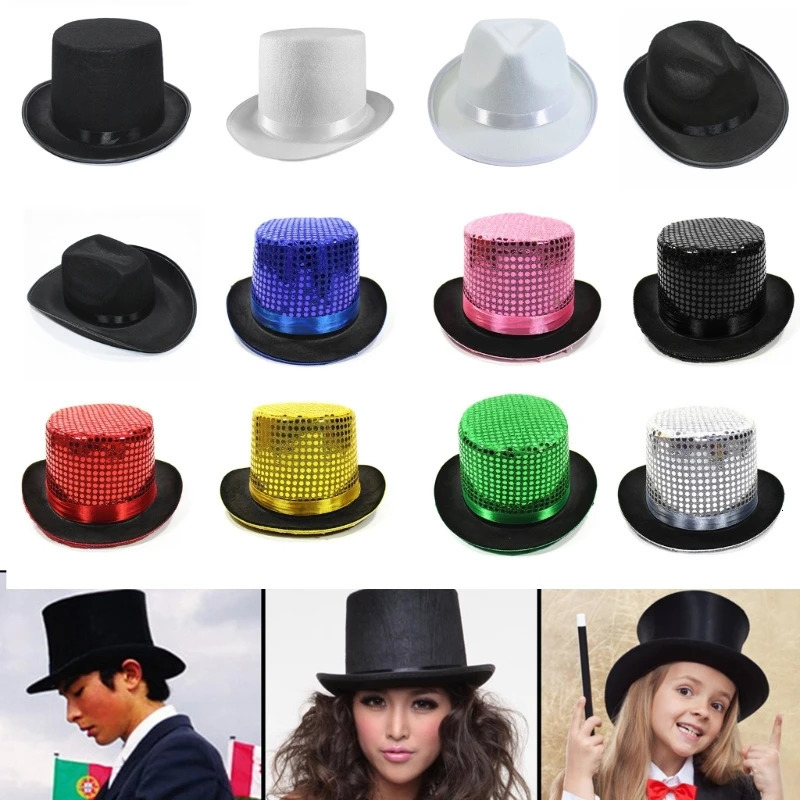 Magician Top Hat Jazz Fedora hat Bowler Top Hat Jazz hat Pork Pie Hat Jazz Fedora hat Sequin Top Hat Ringmaster Hat 250407