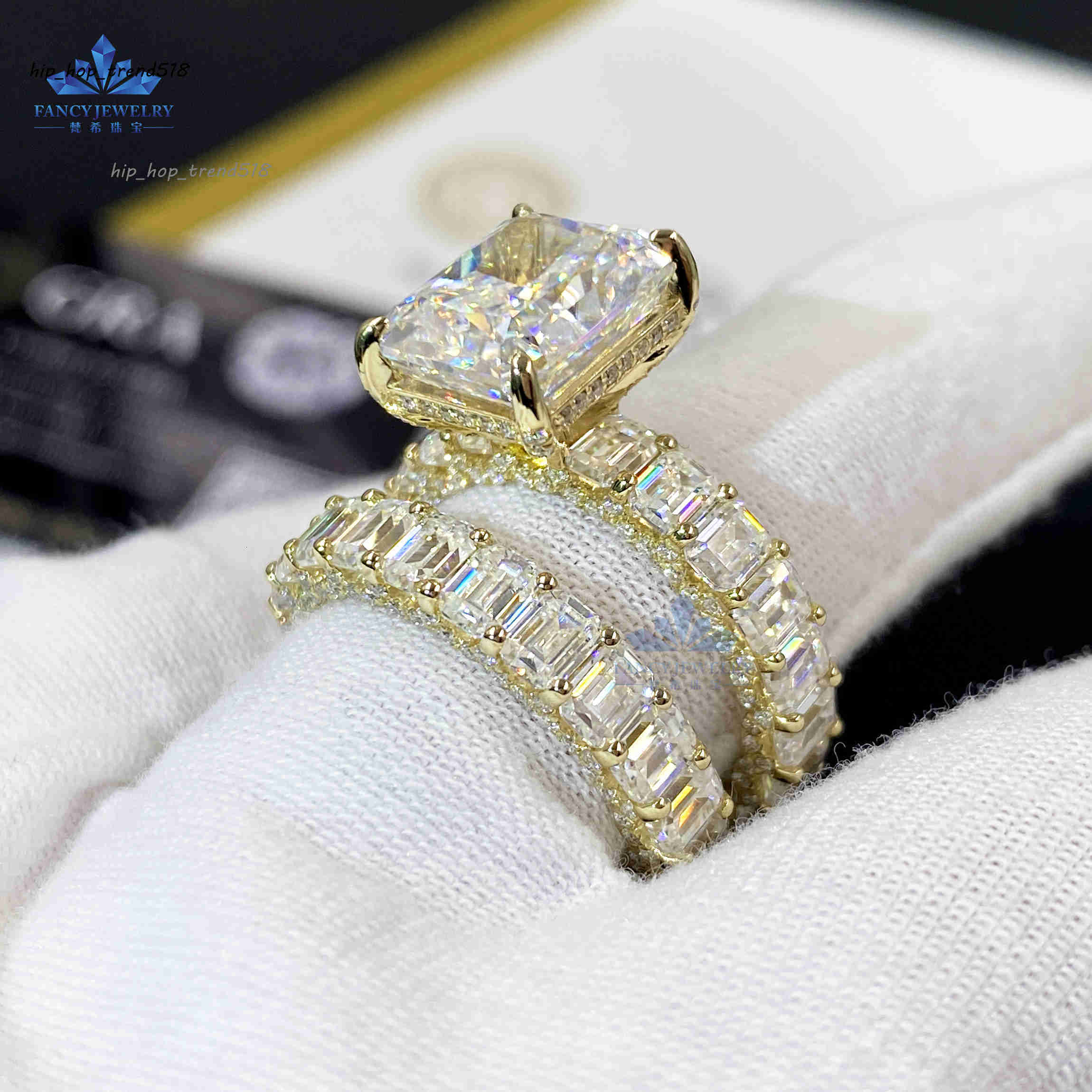 Luxury Jewelry Moissanite Engagement Ring 5CT 9x11mm Diamond GRA Radiant Cut Hidden Halo Silver 10K Solid Gold Custom