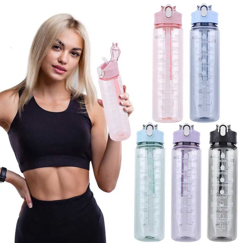 800ml Outdoor Travel Bottle with Straw Handle Gym Fitness Jug Large Capacity Motivational Drinking Bottle for Boys GirlsW251114