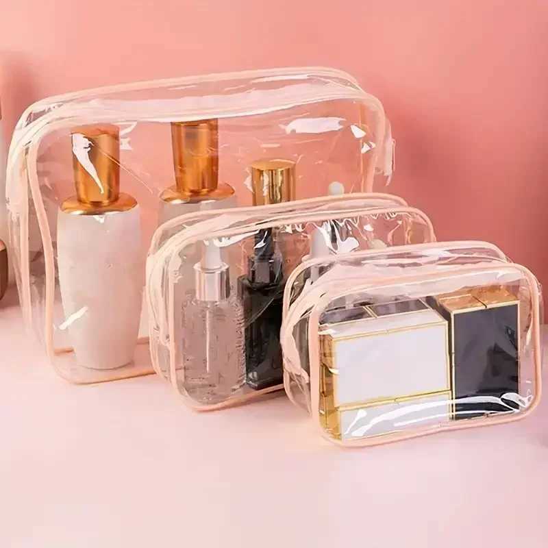 3-size transparent bag PVC womens zipper transparent makeup and beauty box travel toilet organizer storage bathroom W bagXJ250415
