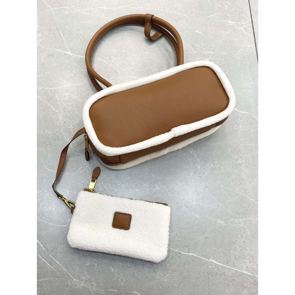 Mm Women's Bags Internet Celebrity's Casual Versatile Cowhide And Wool Shoulder Under Arm Briefcase, Tote Bag, Cute For Women