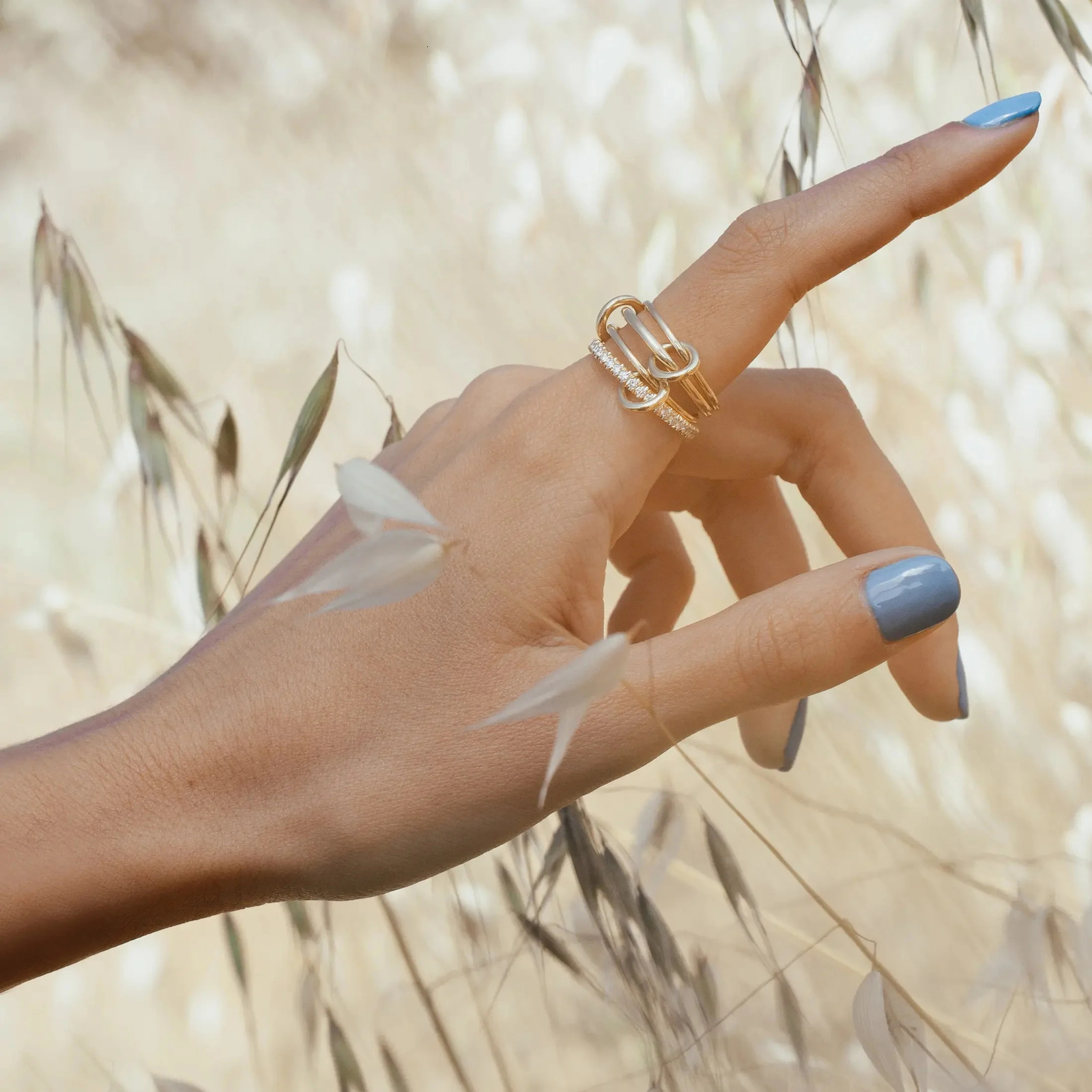 Youthway Trendy Versatile Gold Plated Stainless Steel Four-layer White Zircon Ring For Unisex Waterproof Jewelry 250414