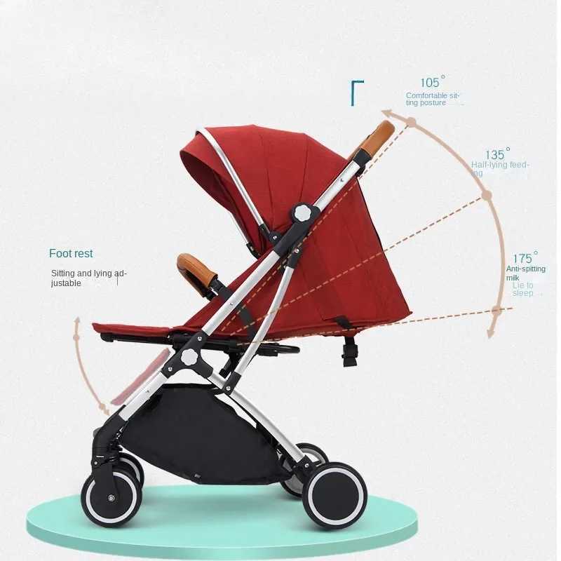 High landscape folding baby stroller pull rod four-wheel stroller shock-absorbing design lightweight easy to travel X250415