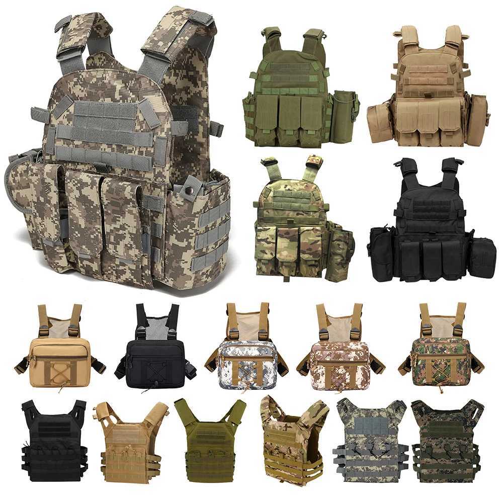 Nylon Hunting Vest Multi-Functional Camouflage Plate Carrier Vest Adjustable for Men and Women Combat Equipment for Camping Travel Sport XJ250730XJ251