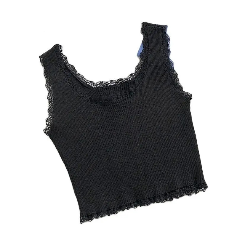 Heliar Tank Tops Plain Lace Crop Vest Womens Basic Solid Sexy Top Square Neck 2024 Summer 250414Z