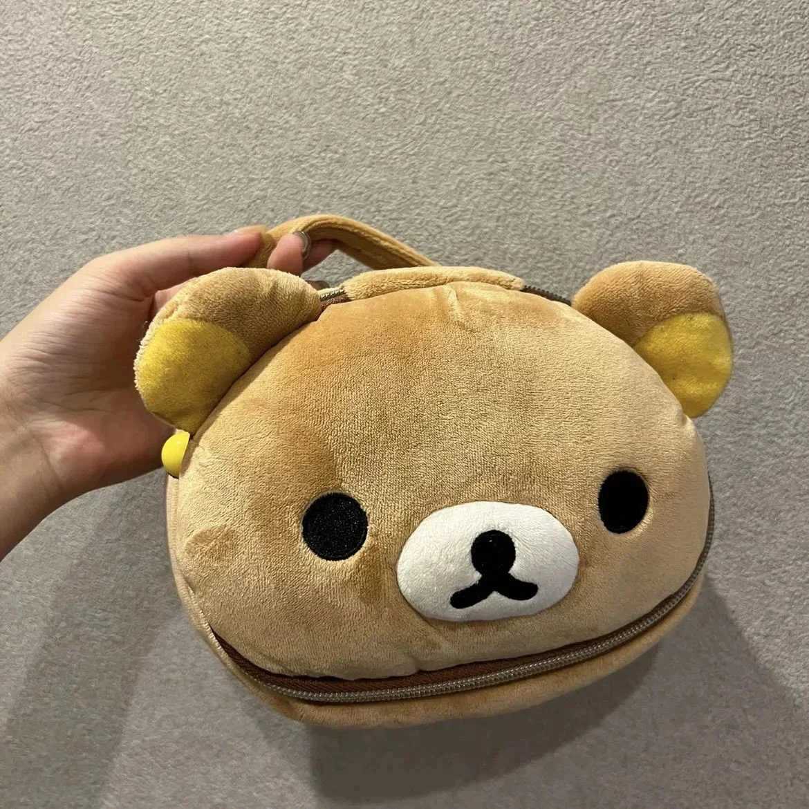 New Kaii Cute Rilakkuma W Bag Plush Oval Three way Makeup Bag Portable Storage Bag Carton Ins Girl GiftXJ250415