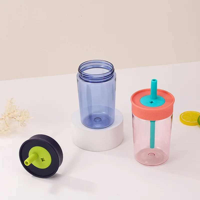 450ML Kawaii Plastic Water Bottle with Lid and Straw for Juice Water and Iced Coffee Cups Mug Drinkware BPA FreeW251114