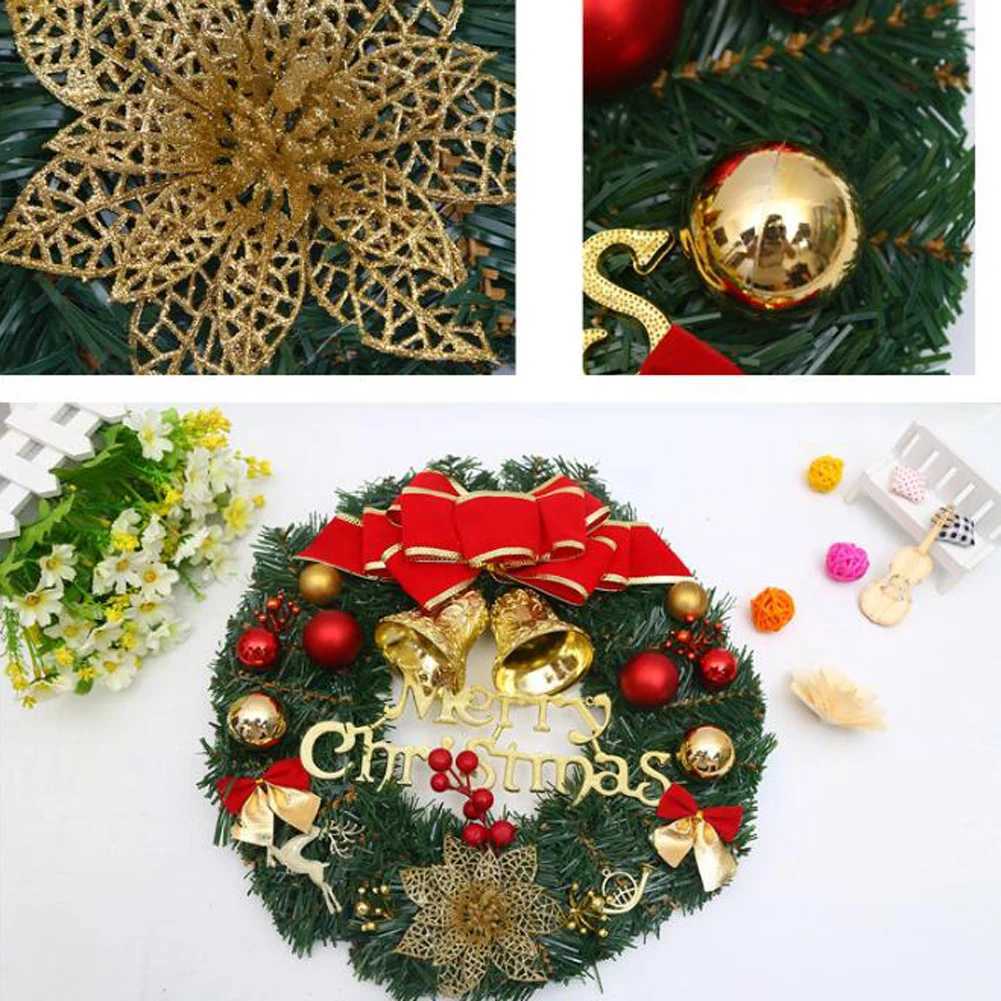 1pc Christmas Wreaths for Front Door Xmas Decorations Winter Wreaths Home Decorative Wreath with Flowers Pine Cones for PartyM251115