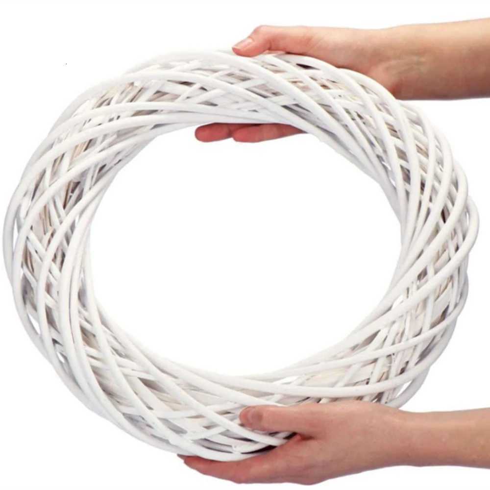 10/15/20/25/30cm White Wicker Wreath Garland Decor Rattan Ring Artificial Flowers Garland Dried Flower Frame Craft AccessoriesM251115