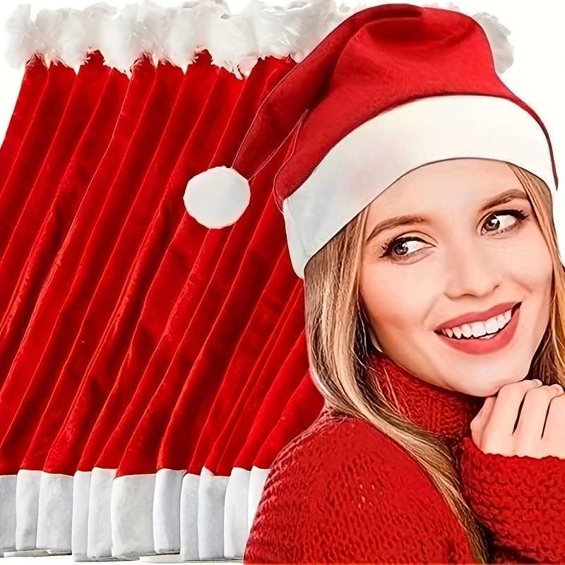10/20pcs Christmas Hats Set for Adults - Red Santa Hats Party Decorations and Holiday Gifts Y251115