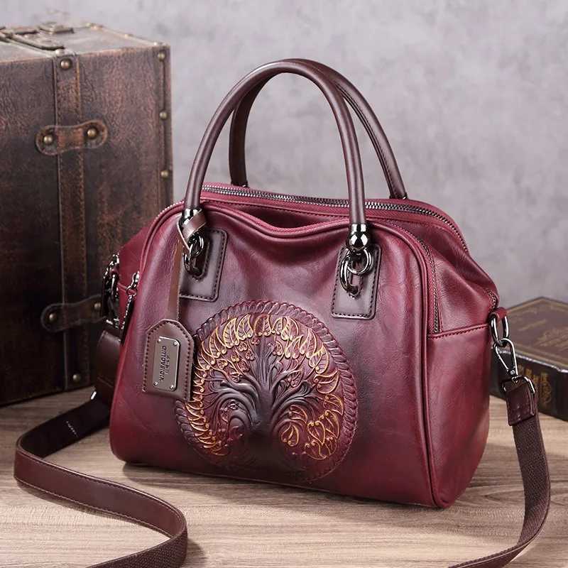 Nesitu High Quality Vintage Women Handbag Purse Lady Soft PU Leather Shoulder Messenger Bag Large Capacity Red Brown Green M319W251115