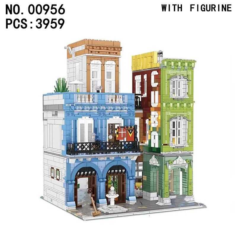 Model Town Layout Collection Featuring a Realistic Gem Cycle Emporium Structure Made of Small -Like Pieces