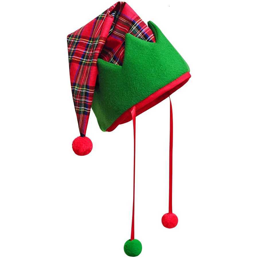 Christmas Hat Party Hat New Year Hat Red and Green Color Block Polyester Material Hat Suitable for Christmas Outfit Hat Y251115