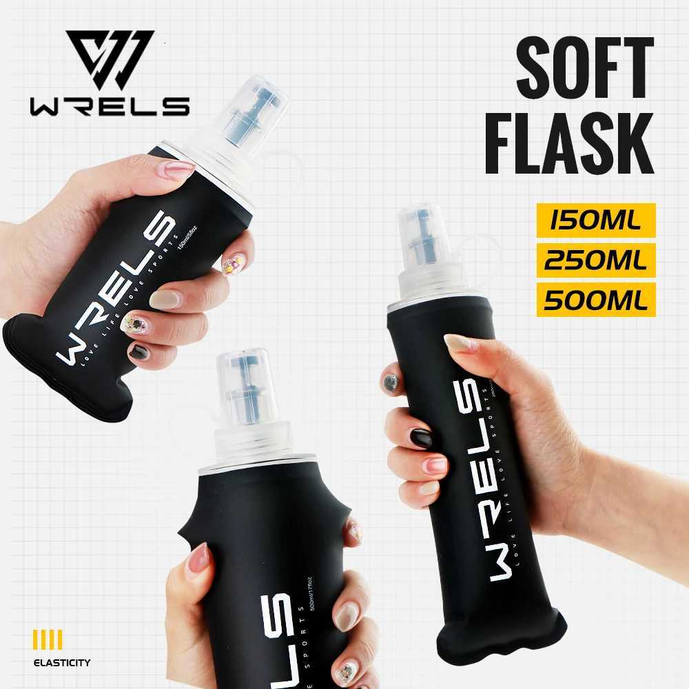 WRELS Portable TPU Soft Water Bottle BPA Free Folding Soft Flasks For Outdoor Sports Marathon Running Hydration Camping HikingW251114