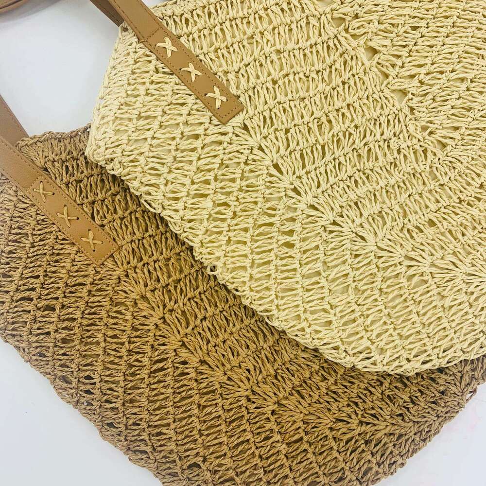 Handmade Beach Bag Korean Style Ins New Hollowed Out Monofilament Fashionable Single Shoulder Crossbody Straw Woven Paper Rope Casual Women's Bag